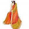 Beautiful red and orange multicolour bandhej saree