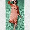 Rust orange straight rayon kurta with embroidery