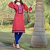 Red fine cotton kurta with embroidery