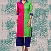 Pink and Green half n half rayon kurta