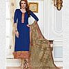 Blue designer semi stitched dress material