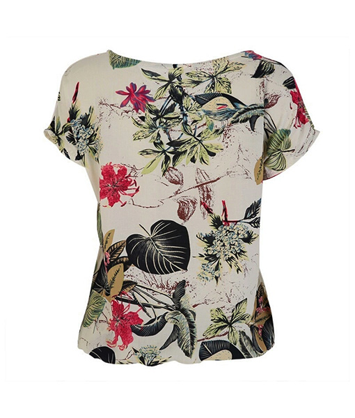 Leaf print soft short sleeve top - Momiffy.com