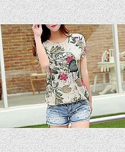 Leaf print soft fabric top