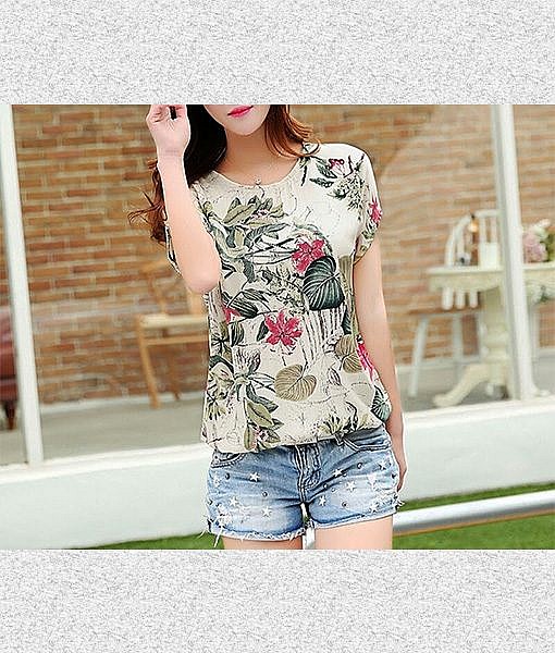 Leaf print soft fabric top