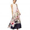 Floral print sleeveless long maternity post maternity summer dress