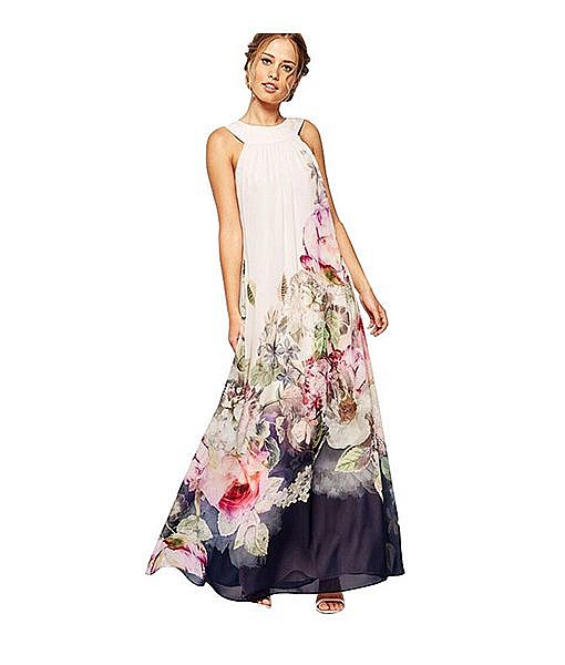 Floral print sleeveless long maternity post maternity summer dress