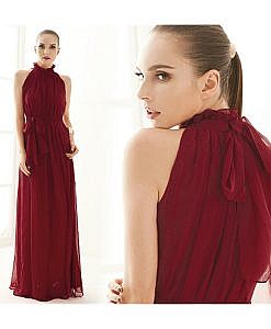 Maternity Dress Post Maternity dress Chiffon Party Dress Maroon long halter neck dress