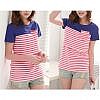 Blue pink strip nursing top breastfeeding top maternity top momiffy.com