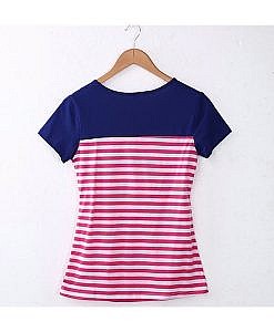 Blue pink strip nursing top breastfeeding top maternity top momiffy.com