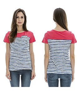 Pink blue strip nursing top breastfeeding top maternity top momiffy.com