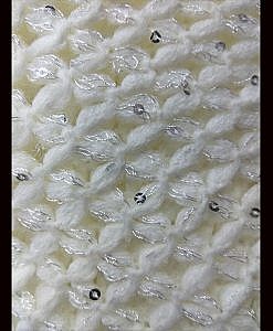 Soft wool poncho with sequence white