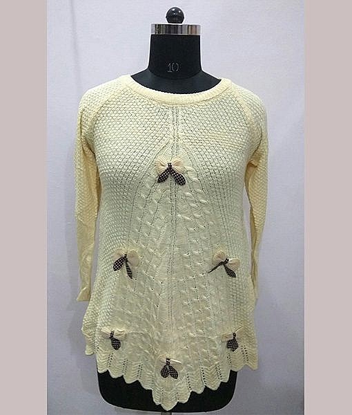 Woolen top with bow Light Yellow