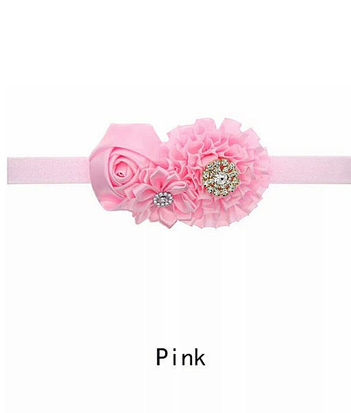 Rhinestone satin flower babies infant headband