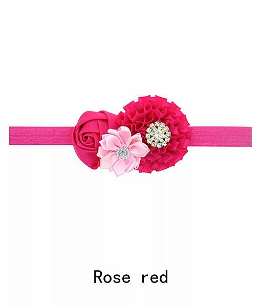 Rhinestone satin flower babies infant headband