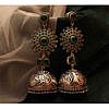 Long big jhumki brass earrings green