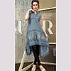 Grey rayon printed kurti with lace