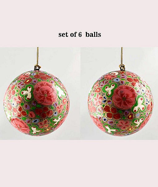 Paper mache hand painted ornament balls