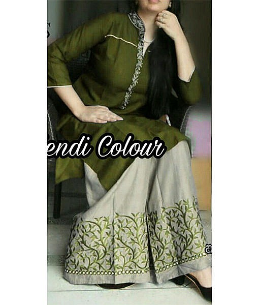 Rayon Kuta with palazzo set with embroidery