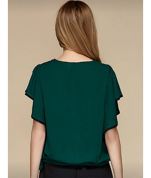 Green waist tie top