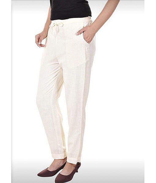 Women cotton pants with both side pockets