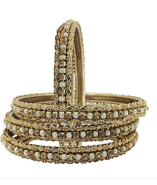 Antique metal bangles with pearl