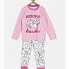 Full sleeves unicorn print night suit pink