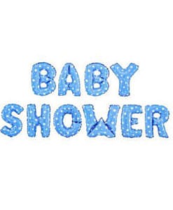 Baby Shower alphabet foil balloons blue