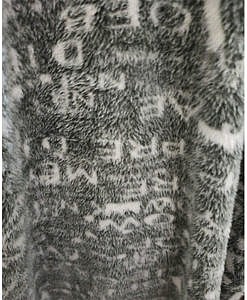 Grey alphabet print winter wear warm blanket fabric night gown with zip in front