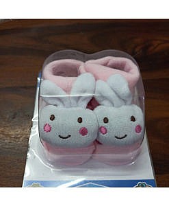 Cotton baby booties with grip