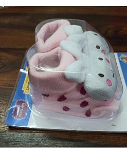 Cotton baby booties with grip