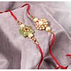 Lignt Green square kundan stone with beads rakhi with flower rakhi