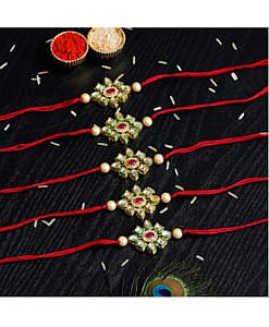 Kunndan stones and beads rakhi