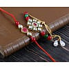 Designer multicolour kundan rakhi with red stone rakhi set