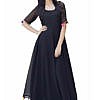 Black georgette pom pom long kurta dress