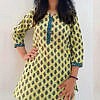 Soft sustainable cotton short kurti with dark green patti