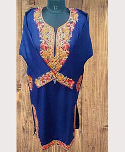 Navy Blue Winter warm Kashmiri embroidery phiran