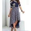 Navy Blue high low embroidered dress