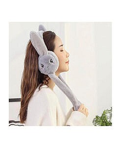 Grey bunny ear muffs with moving ears