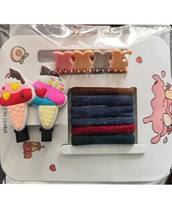 Kids Hair accessories set of 12 with a ice cream clip