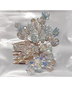 Blue shine crystal flower bunch hair comb