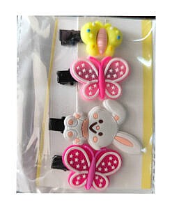 Kids Hair accessories set of 4 cute clips (Pink)