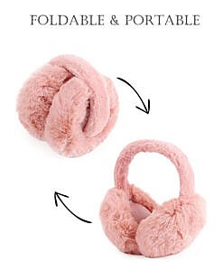 Pink winter wear foldable warm and cozy ear muffs