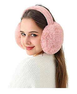 Pink winter wear foldable warm and cozy ear muffs