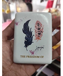 Black feather print high quality rectangle pocket mirror