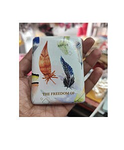 Orange feather print high quality rectangle pocket mirror