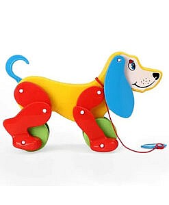 Toddlers pull along multi-colour dog toy